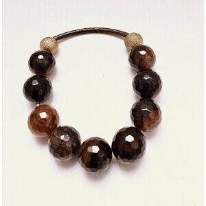 Handmade Faceted brown tiger's eye or agate gemstones gold accent beads bracelet